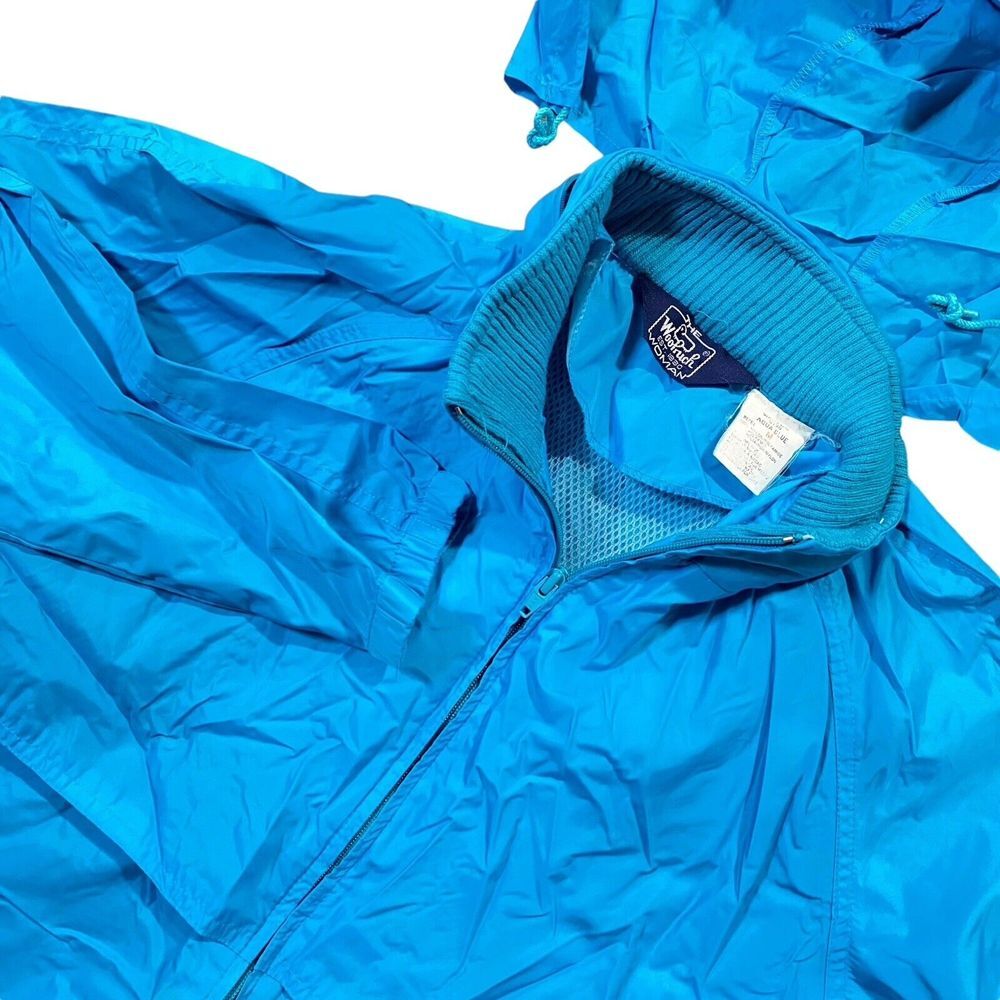 Woolrich Women's Rain Jacket M Teal Zip Away Hood Full Zip Nylon Vented Packable